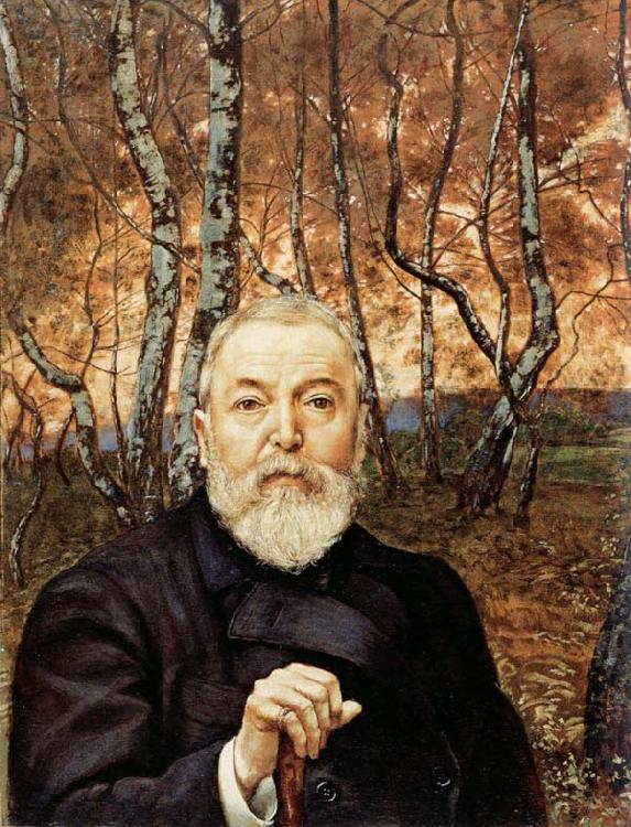 Hans Thoma Self-Portrait before a Birch Wood china oil painting image